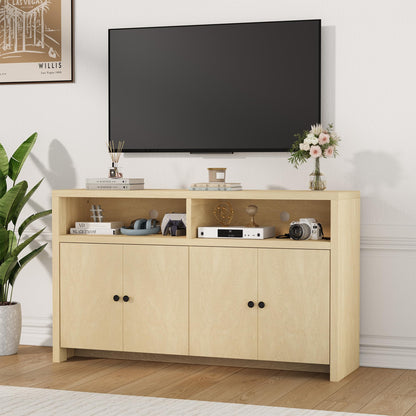 IDEALHOUSE Buffet Sideboard Cabinet with Storage, 55" Large Farmhouse Kitchen Storage Cabinet with 4 Doors & Adjustable Shelves, Wood Coffee Bar Cabinet for Kitchen, Dining Room, Living Room