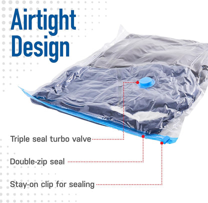 Spacesaver Vacuum Storage Bags, Variety 15-Pack, Save 80% on Clothes Storage Space, Compression Seal for Closet Storage
