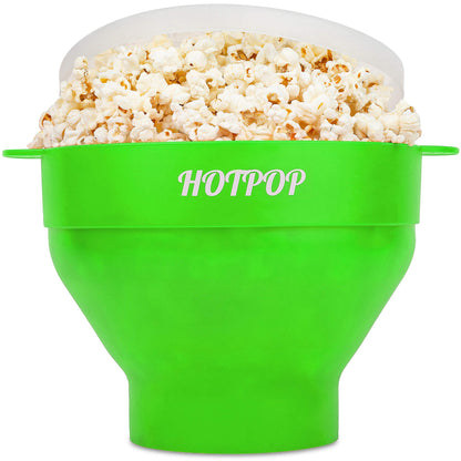 The Orginal HotPop Silicone Popcorn Maker - Microwave Popcorn Popper with Handles - Collapsible Bowl, Heat-Resistant, Easy to Clean, Ideal for Family Movie Nights, 15-Cup Capacity - Red