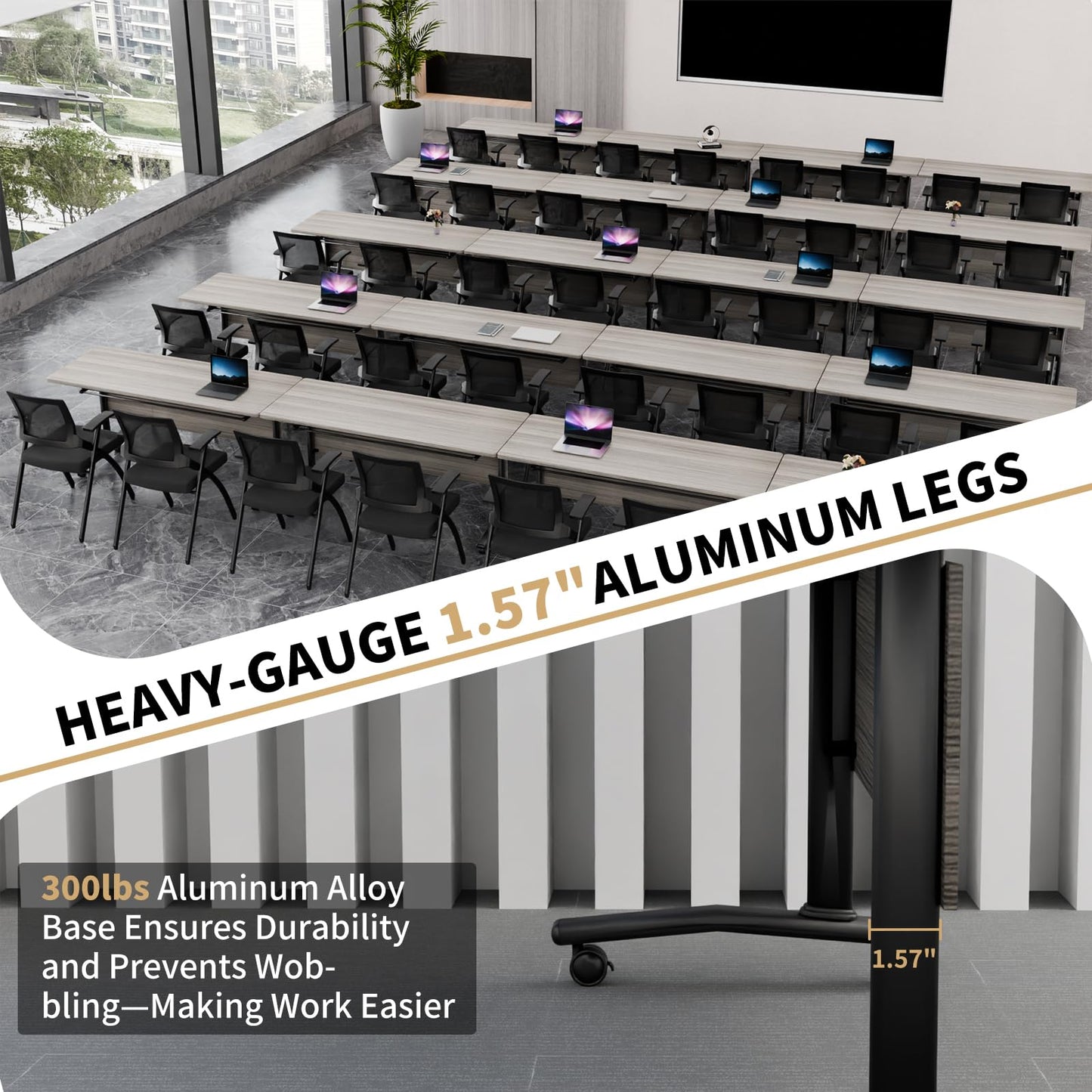 ZanyCajole 2PCS Folding Training Table with Wheels,Modular Conference Tables, 71IN Conference Room Table,Flip Top Mobile Meeting Tables for Office Seminar School Classroom,2-30 Person
