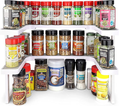 Spicy Shelf Deluxe - Expandable Spice Rack and Stackable Cabinet & Pantry Organizer (1 Set of 2 Shelves) - As seen on TV Deluxe (Spicy Shelf Organizer) - Pantry Organization - Pantry Spice Organizer