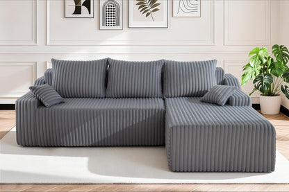 HABUTWAY 94'' Cloud Sectional Couch, Boneless Sofa with Deep Seat, Modular Comfy L-Shape Couch with Chaise for Living Room Bedroom, No Assembly Required(Grey,Right Facing Chaise)