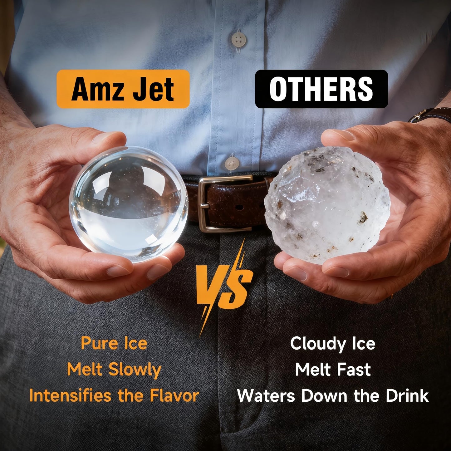 Clear Ice Cube Maker Premium Gift Set – Stainless Steel Whiskey Ice Ball Mold, 2.5” Ice Sphere with BPA-Free Silicone, Slow Melting Easy Release Ice for Bourbon Cocktails, Ideal Gifts for Men Dad