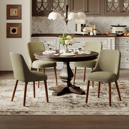 MALOL Upholstered Dining Chairs Set of 4, High-Back Dining Room Chair with Wood Legs, Padded Kitchen Chairs for Dining Room/Restaurant/Cafe, Green