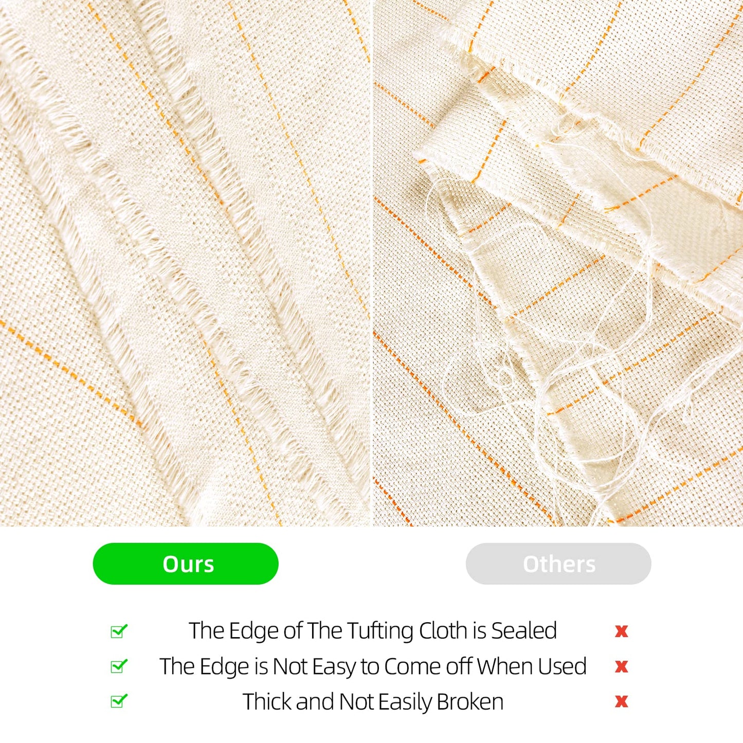 79"x59" Tufting Cloth with Yellow Marked Lines for Rug Tufting, 70"x39" Non-Slip Backing Felt Cloth for Tufted Rugs, Monk Cloth Rug Tufting Kit for Tufting Gun, Punch Needle, Rug Hooking