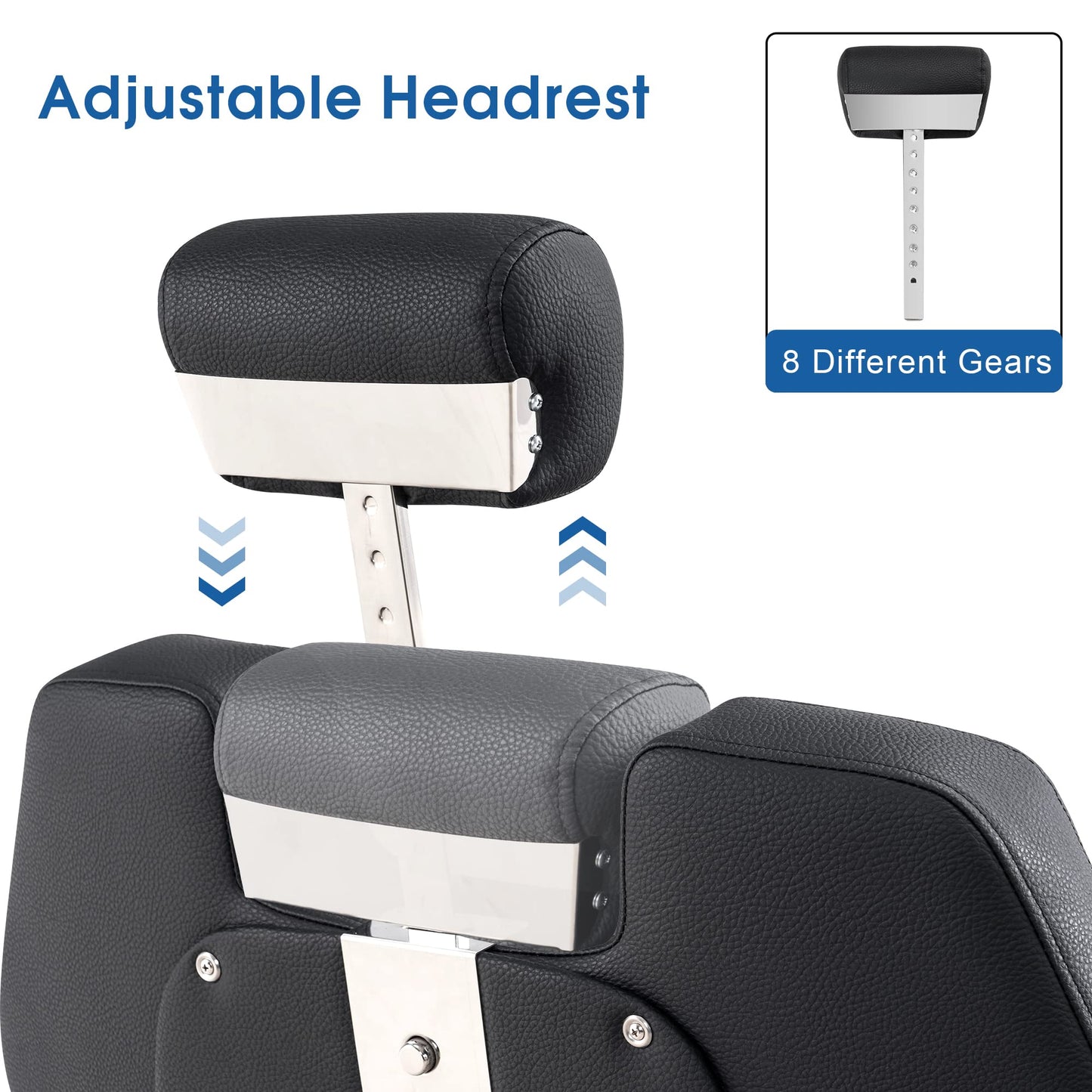 BarberPub Classic Modern Sturdy Heavy Duty Hydraulic Recline Barber Chair All Purpose Salon Home Beauty Spa Barbershop Styling Equipment, PVC Leather, Adult 9208 (Black)