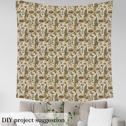 Mushroom Fabric by The Yard Botanical Leaves Vintage Flowers Fabrics for Sewing Supplies Retro Daisy Dandelion Jungle Plants Fabric for DIY Soft Flannel Polyester No Stretch 1 Yard,36" L x 59" W