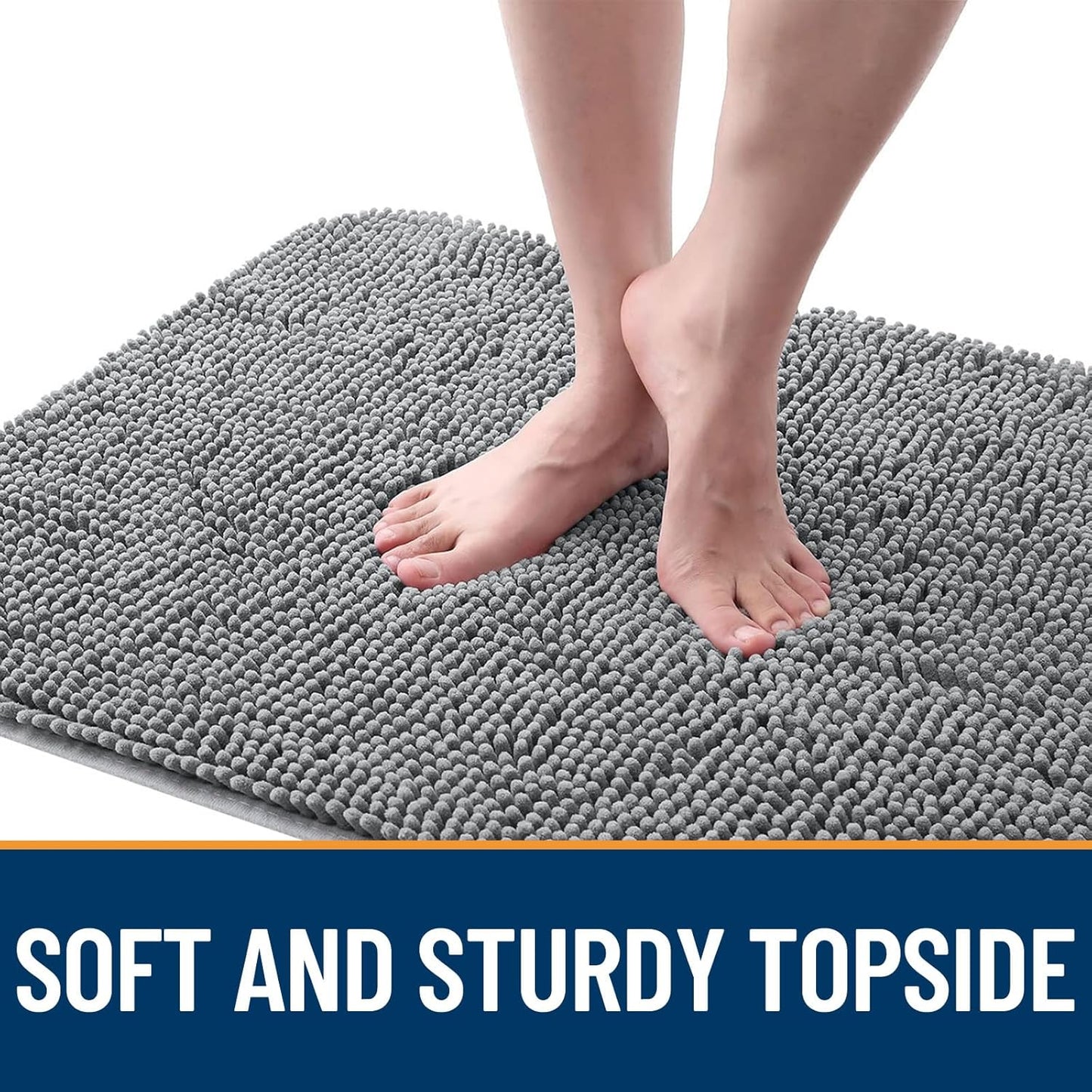 OLANLY Dog Door Mat Set - Absorbent Non-Slip Washable 4-Piece 30x20 Mud Mat | Quick Dry Chenille, Grey