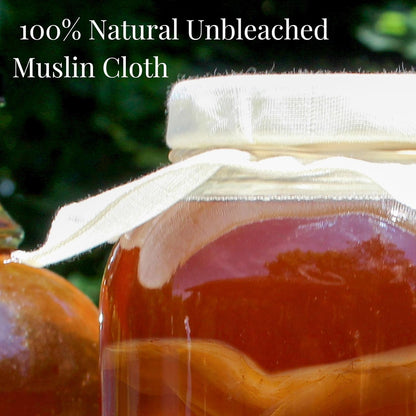 Cornucopia Brands Kombucha Jar Cloth Covers - 4-Pack Unbleached Muslin Cloth Covers with Rubber Bands