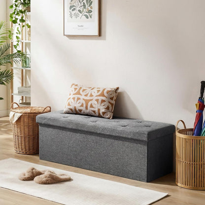 43in 660lbs, DUMOS Storage Ottoman Bench, Storage Chest, End of Bed Foot Rest Stool with Padded Seat, Bedroom Bench