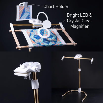 Daylight Company Stitchsmart Stand, Adjustable Embroidery Hoop Stand, Rotated Cross Stitch Stand, Hoop Holder, Hands Free Needlework Stand for Art Craft Sewing Projects,White