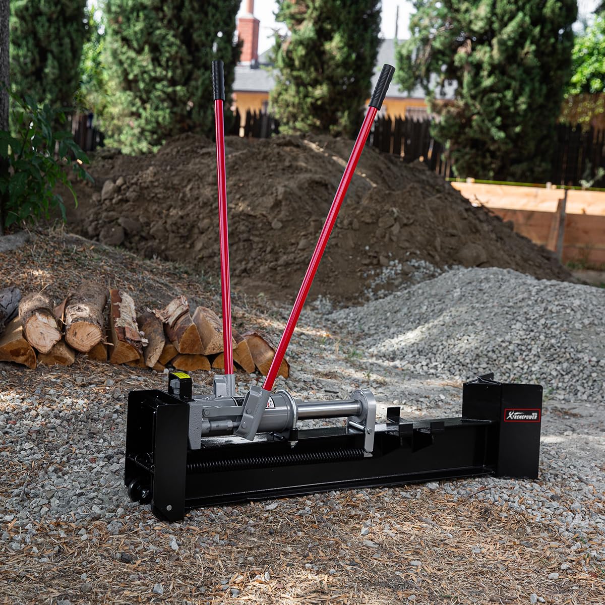 XtremepowerUS 12-Ton Hydraulic Log Splitter Fire Wood Logs Cutter Fire Logs Wood Firewood Kindling Machine Manual Operated Spring-Loaded Return Knob & Built-in Wheel