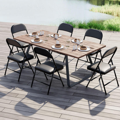 Nazhura 4 Pack Folding Chairs with Padded Vinyl Cushion Chairs with Comfortable Cushion and Durable Steel Frame for Home and Office, for Indoor and Outdoor Events (Black Vinyl Padding 20 Pack)