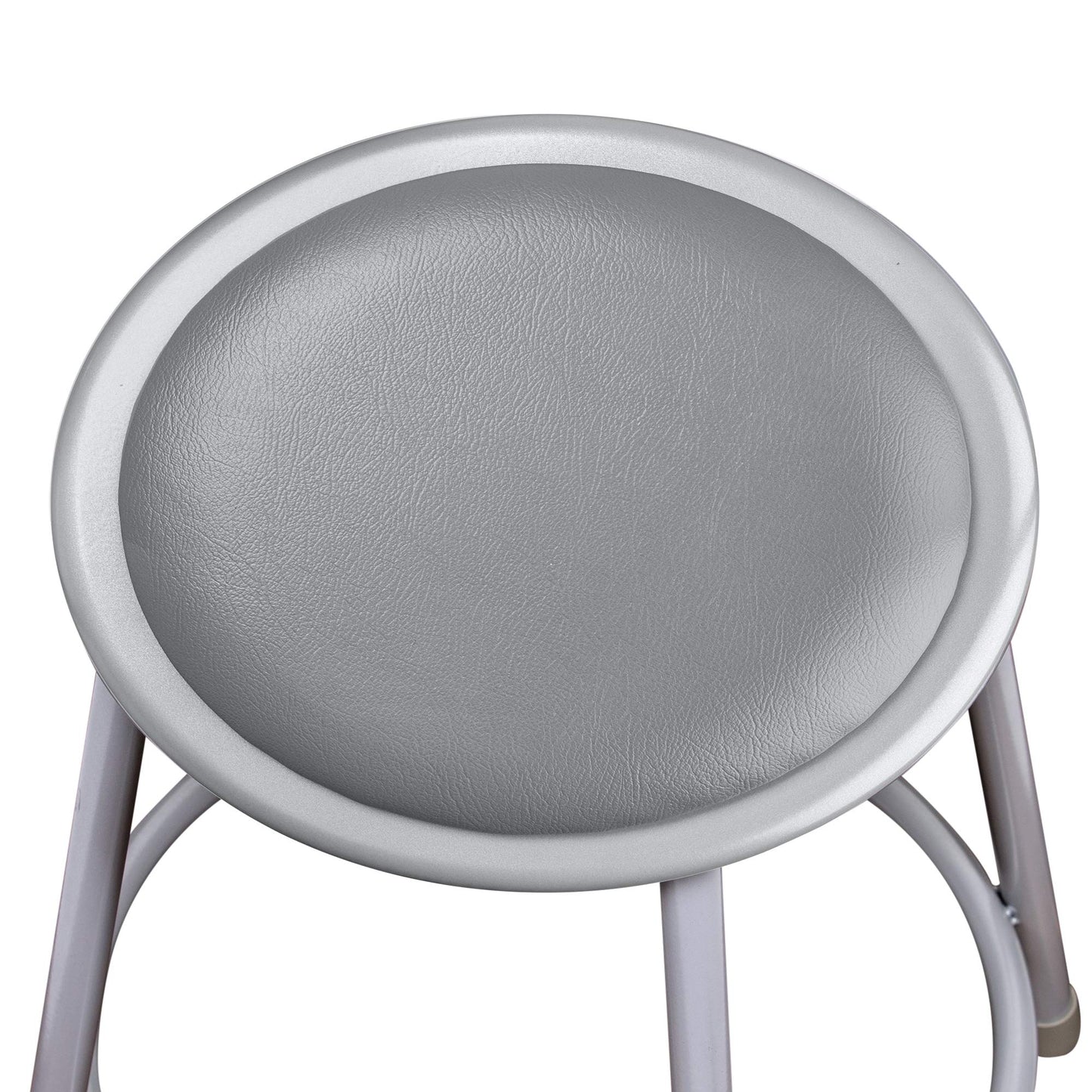 OEF Furnishings OEF6430HB/2 Premium Commercial-Grade All-Purpose Round Stool with Backrest (Height-Adjustable, 30–38 inch Range, Gray Frame, Vinyl Padded Seat, 2-Pack)