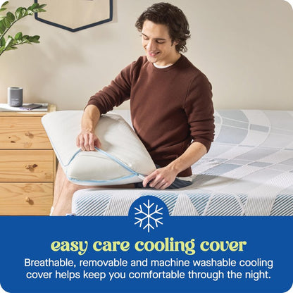 Sealy Dreamlife Queen Size Memory Foam Cooling Pillow with Surface Guard Technology, Removable Machine-Washable Cover, 1 Year Limited Warranty, White (2 Pack)