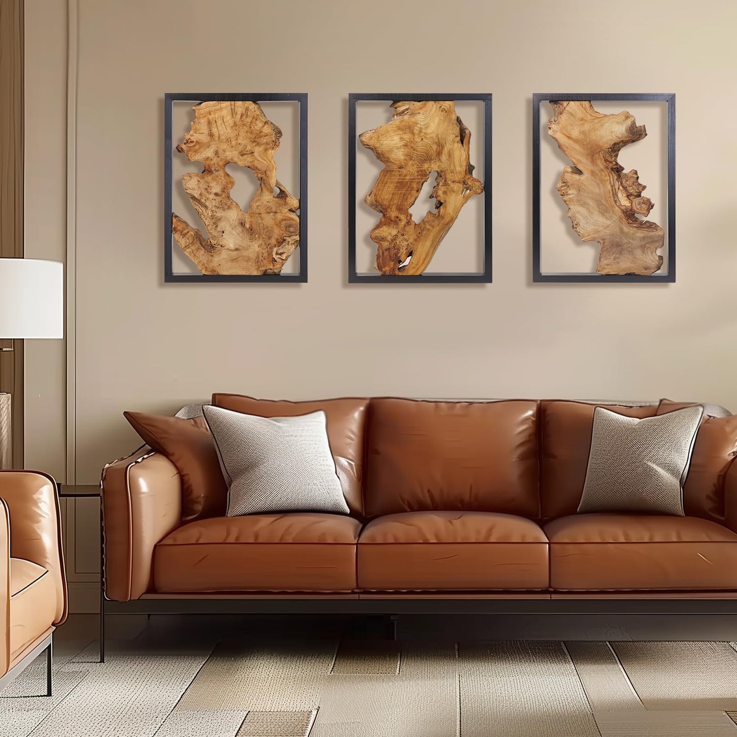 Modern Wood Wall Decor- Natural wood Handcrafted Rustic Charm for Your Home - Perfect for Living Room, Bedroom,Kitchen,or Office