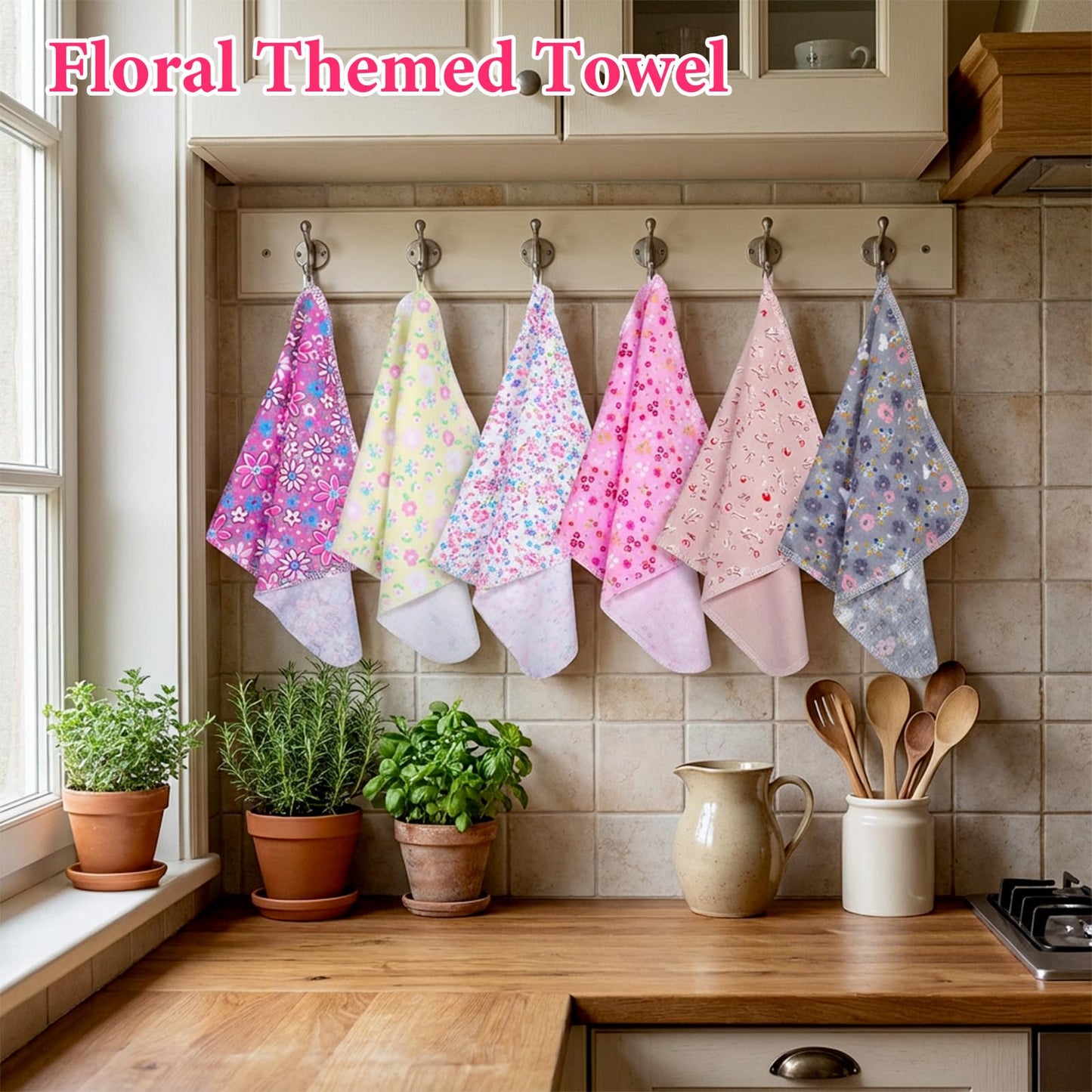 36pcs Reusable Paper Towels Rolls Kitchen Towels Bulk Washable Paperless Cloth Cotton Hand Napkins Reusable Napkins Flowers Cleaning Cloths Cotton Cloth for Kitchen Bathroom Christmas