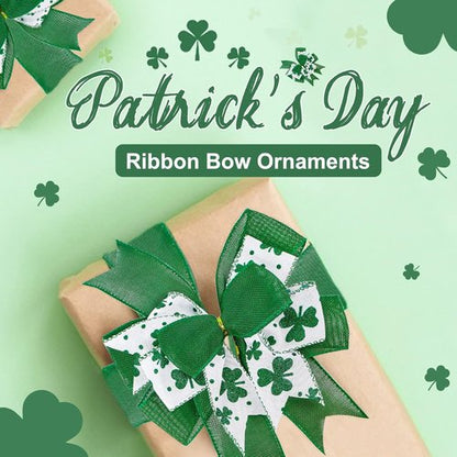 Clover Patrick's Day Wreath Bow - Green Shamrock DIY Holiday Ribbon Ornament | 9.5 x 13 Inch