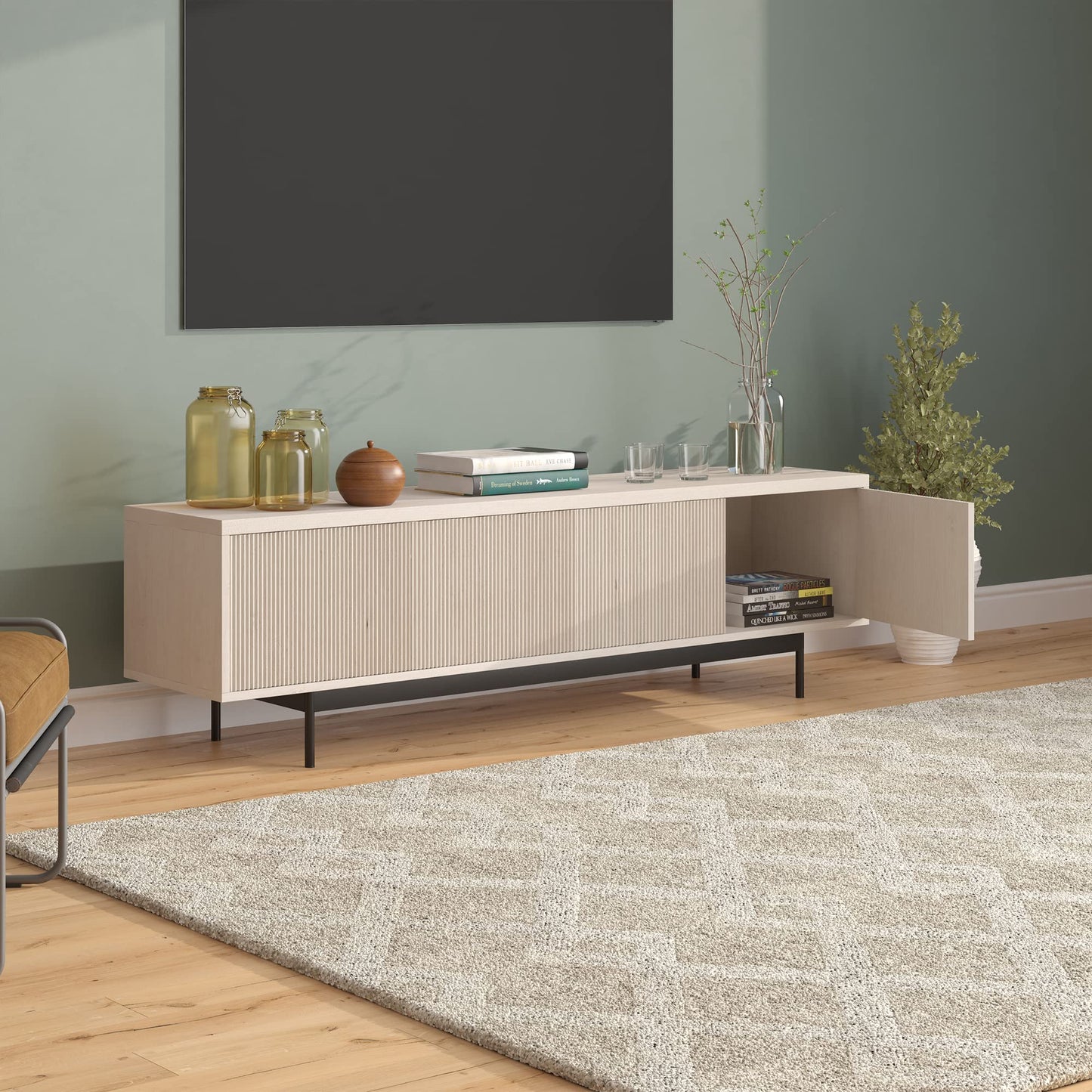 Henn&Hart Whitman, 70'' Rectangular TV Stand, Alder White