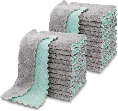 24 Pack 6.3" x10.4" AIDEA Kitchen Towels, Absorbent Coral Fleece Dish Towels, No Odor Reusable Dish Cloths, Microfiber
