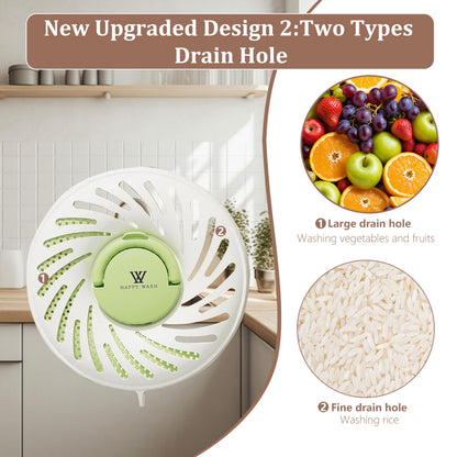 Fruit Washing Bowl with Strainer and Lid with Handle, Portable Strainers and Colander for Kitchen, Vegetable Wash Drain Basket, 3 in 1 Berry Fruit Storage Containers for Fridge Kitchen Picnic Outdoor