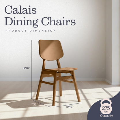 Alaterre Furniture Calais Mid Century Modern Dining Chairs Set of 4 - Solid Wood Chair Set with Armless Design - Mid Century Modern Furniture for Dining Room and Kitchen (Pecan Finish)
