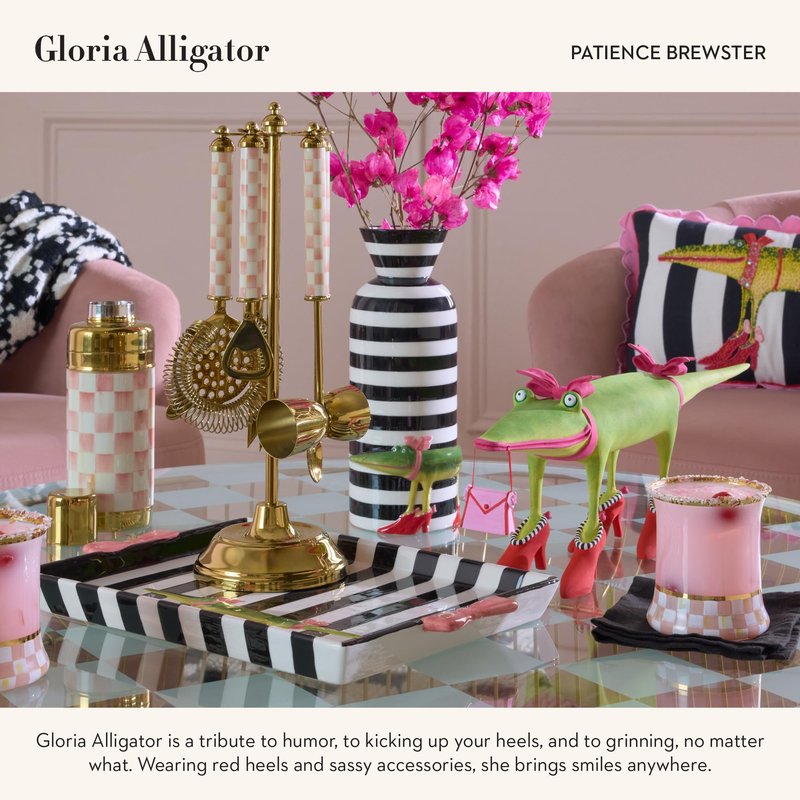 MACKENZIE-CHILDS Patience Brewster Gloria Alligator Frame, Cute Photo Frame, 5 Inches by 7 Inches