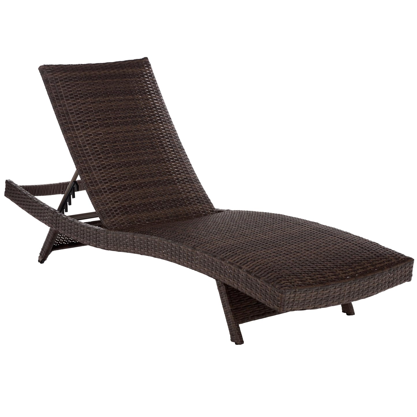 SAFAVIEH Outdoor Patio Furniture Collection – Alex Brown & Taupe Quick Dry Foam Lounger, Adjustable Outdoor Chaise, Modern Curved Design (PAT7545B)