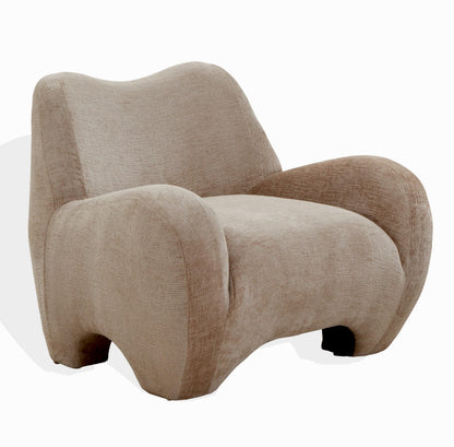 SAFAVIEH Couture Collection - Randal Light Brown Chenille Accent Chair, Modern Sculptural Lounge Seating, Fully Assembled (SFV4878A)