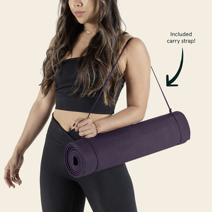 Retrospec Pismo Yoga Mat w/Nylon Strap for Men & Women - Non Slip Exercise Mat for Yoga, Pilates, Stretching, Floor & Fitness Workouts, .5mm Thick, Easy to Clean