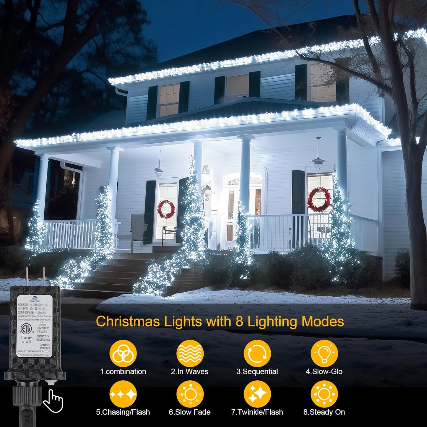 66FT 200LED Plug/Timer/8 Christmas Lights Plug in,Connectable Fairy Lights with Modes, Christmas Tree Lights Lighting