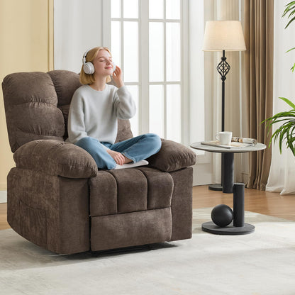 Garvee 21.4in Wide Recliner Chair,Massage & Heat Recliner Chair for Adults,Home Theater Seating with Lumbar Support,Ergonomic Breathable Fabric Nursery Rocking Chairs for Living Room