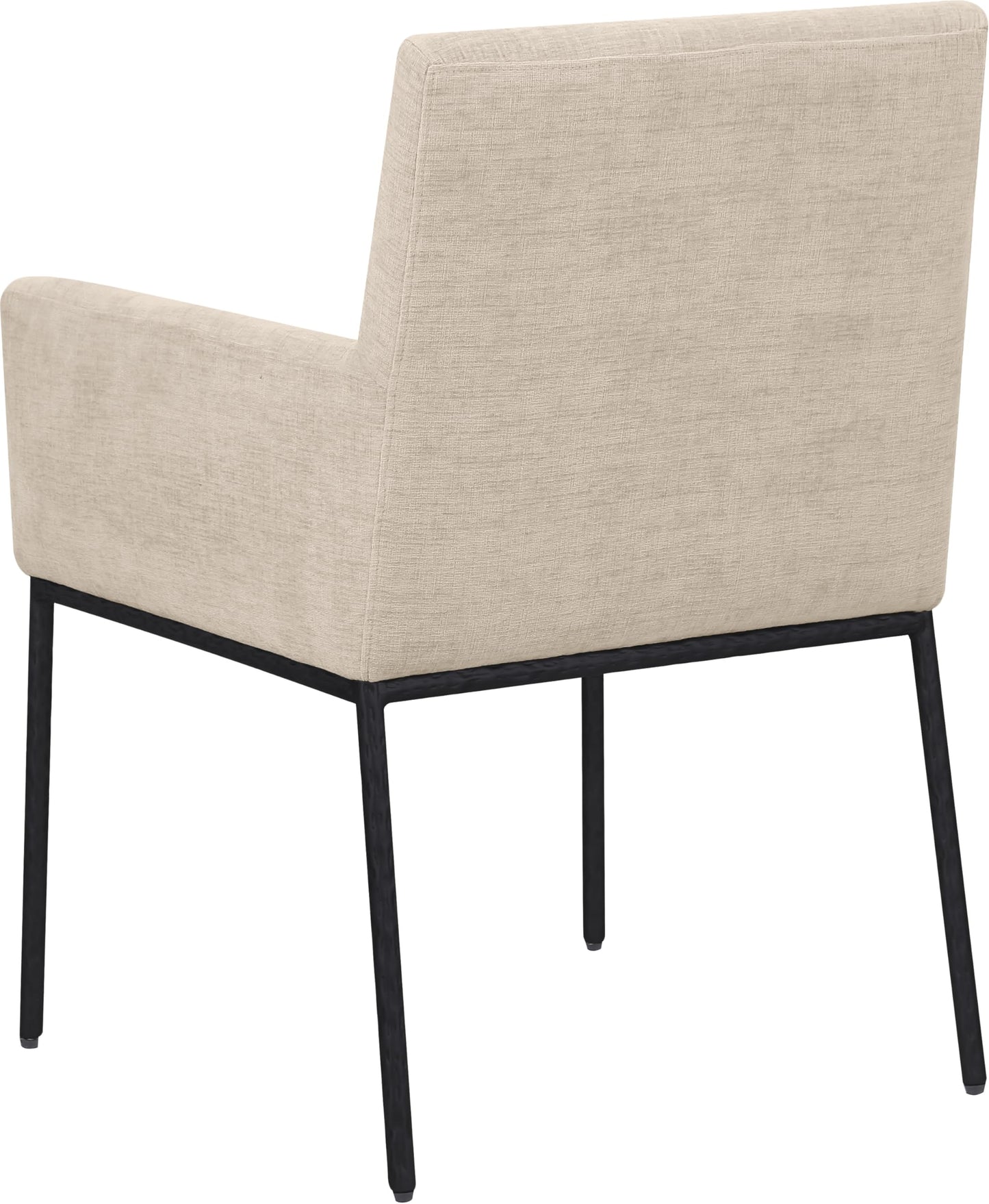 Meridian Furniture 11001Beige-C Reeves Collection Modern | Contemporary Dining Chair with Soft Beige Chenille Fabric, Matte Black Forged Iron Legs & Frame, 24" W x 24.5" D x 34" H, Beige, Set of 2