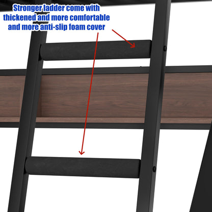 LEEKAF Stronger & Safer Heavy Duty Metal Queen Over Queen Size Bunk Bed for Adults Teens, Thickened More Stable Steel Bunkbed (Greater Weight Capacity) (Queen Over Queen-C)