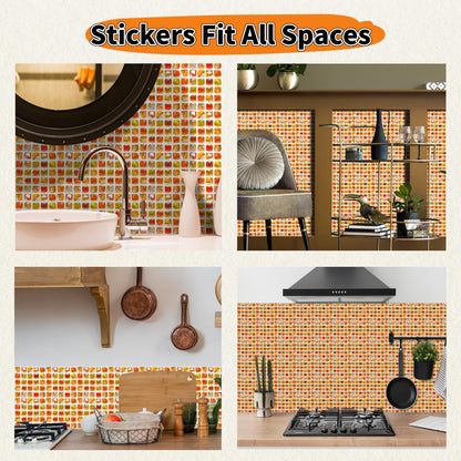 PVC Mosaic Tile Stickers 24 PCS Peel and Stick Checkerboard Wall Decals Self-Adhesive Backsplash for Kitchen Bathroom RV Waterproof Removable Instant Grid Upgrade (Style D, 3.94 x 3.94 Inch)