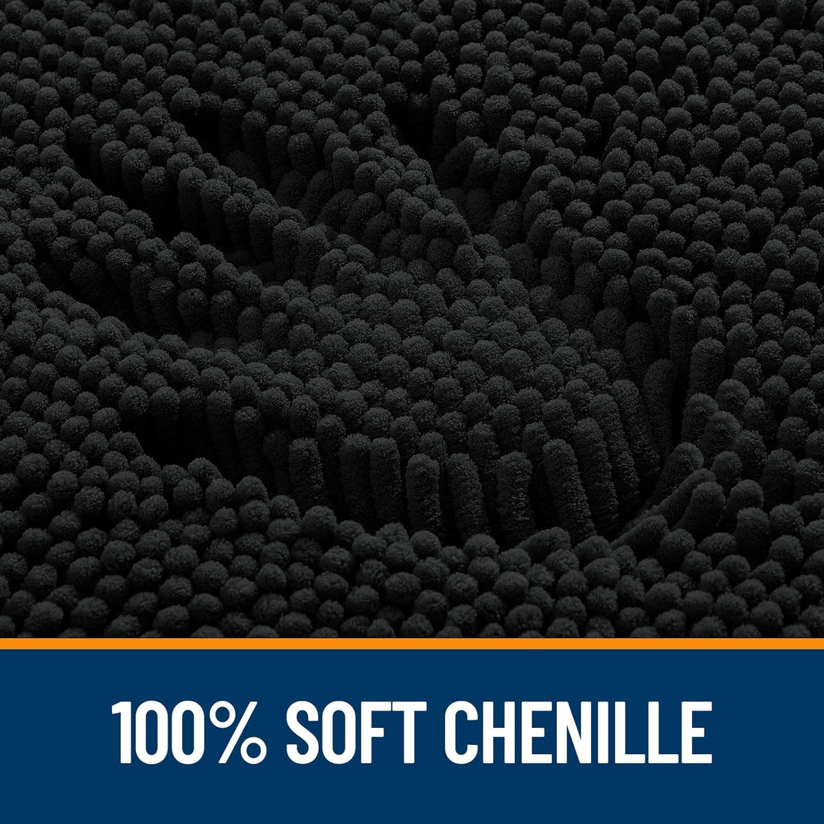 OLANLY Bathroom Rugs - Extra Soft Chenille Bath Mats | 34x21, Quick Dry, Machine Washable, Black
