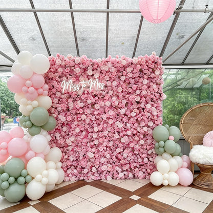 5D Pink Realistic Rose wall Backdrop, 8×8ft,Artificial Flower wall Panel. Easy to Install and Store, Reusable. Perfect for Weddings, Birthday Parties, and Home Decoration. Without Stand