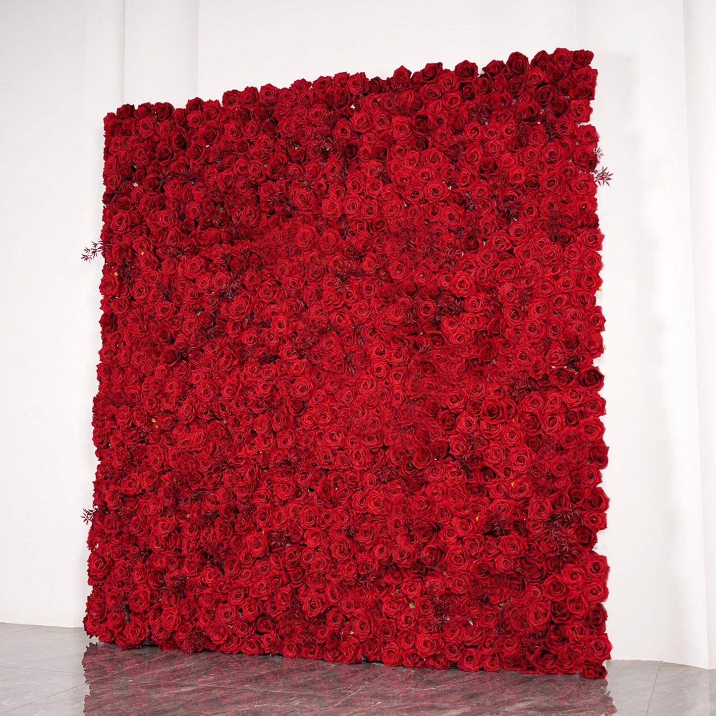UYCVT Handmade Romantic Red Rose Wall Large Artificial Flower Wall Backdrop Panels, Rose Wedding Backdrop 3D Floral Wall Fabric Flower Wall for Party Baby Shower Bridal Wedding-1m*1m/3.28 * 3.28FT