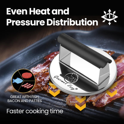 Smash Burger Press Stainless Steel, Burger Smasher for Griddle w/Heat Resistant Handle, Hamburger Press, Dishwasher Safe Grill Press for Griddle, Meat Press & Griddle Press for Flat Top Grill Cooking