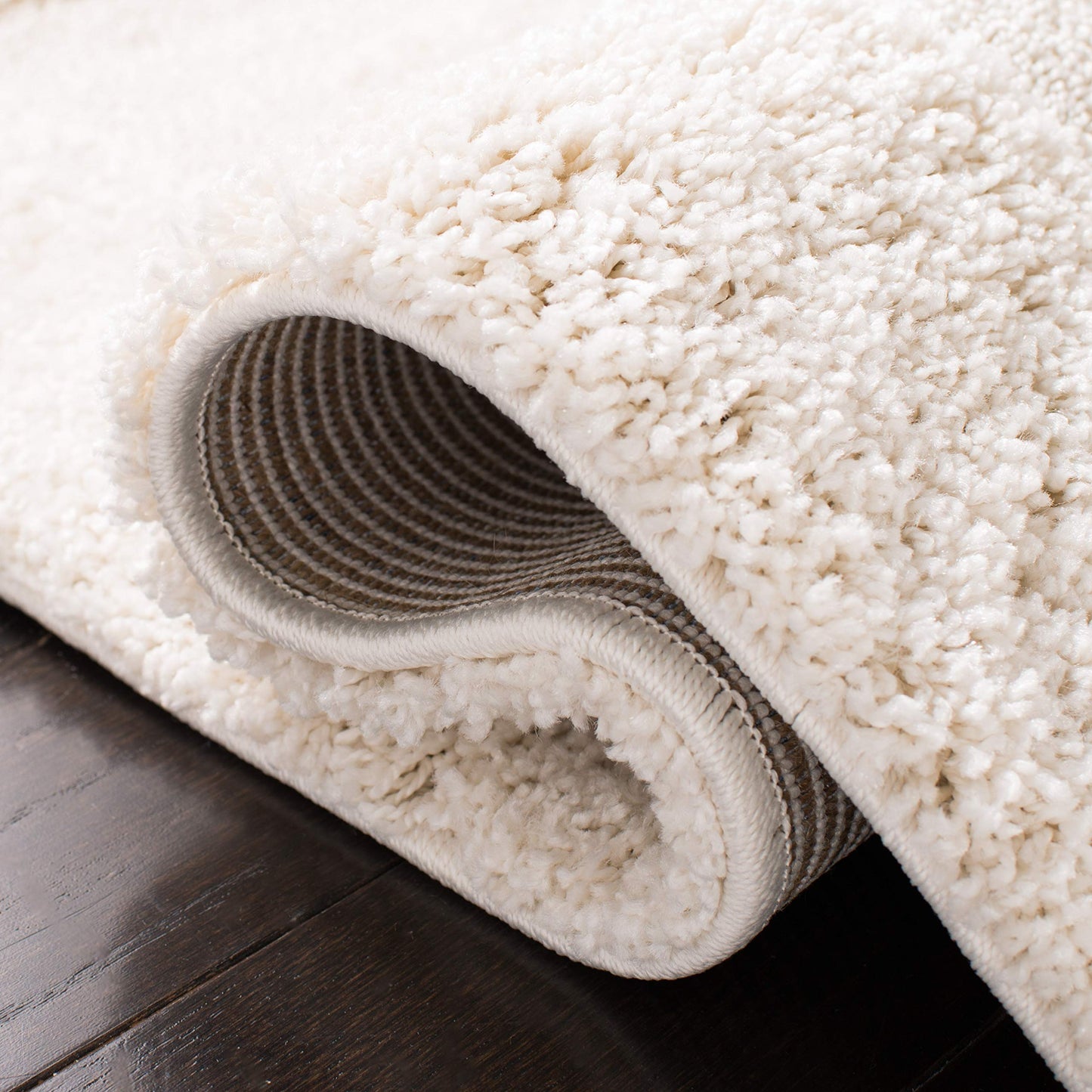 SAFAVIEH Area Rug 8x10 - Florida Shag Collection - Large - Creme & Creme, Border Design, Non-Shedding & Easy Cleaning, Plush Thick Pile, Ideal for Living Room, Bedroom, Dining Space (SG454-1111)