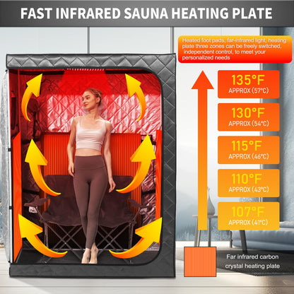 iDOTODO Full Body Portable Personal Infrared Saunas for Home, 2 Person Sauna Tent, at Home Sauna, Portable Infrared Sauna Two-Person Sauna Tent with 2 Foldable Chairs, Remote Control