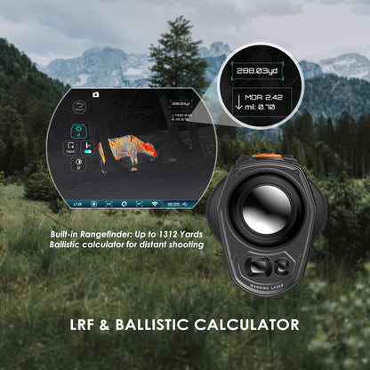 RIX Titan-T3 Thermal Monocular LRF 25mm 384x288 Thermal Imaging Monocular with Laser Rangefinder (50 Hz) 1920×1080 OLED Display Ideal for Night Hunting, Safety Level-Class I, Power Output＜1mW