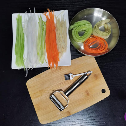 Ultra Sharp Vegetable Peeler - Stainless Steel 2 in 1 Julienne Vegetable Peeler - Perfect for Carrot Potato Cucumber,