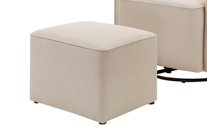 daVinci Olive 360° Swivel Glider Chair w/ Storage Ottoman - Water & Stain Resistant Rocking Glider - GREENGUARD Gold & FSC Certified, Versatile Rocking Chair for Nursery & Living Room, Polyester Cream