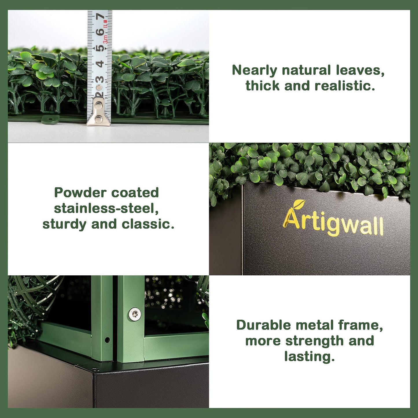 Artigwall Artificial Hedge Wall, Boxwood Grass Panels with Planter, Fake Greenery Divider Fence for Outdoor Patio,50Lx48Hx14D