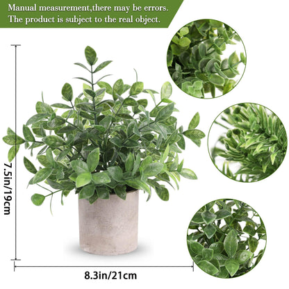 Der Rose 3 Pack Mini Potted Fake Plants Artificial Plastic Eucalyptus Plants Topiaries for Home Office Desk Farmhouse Shelf Room Bathroom Decor(Green)
