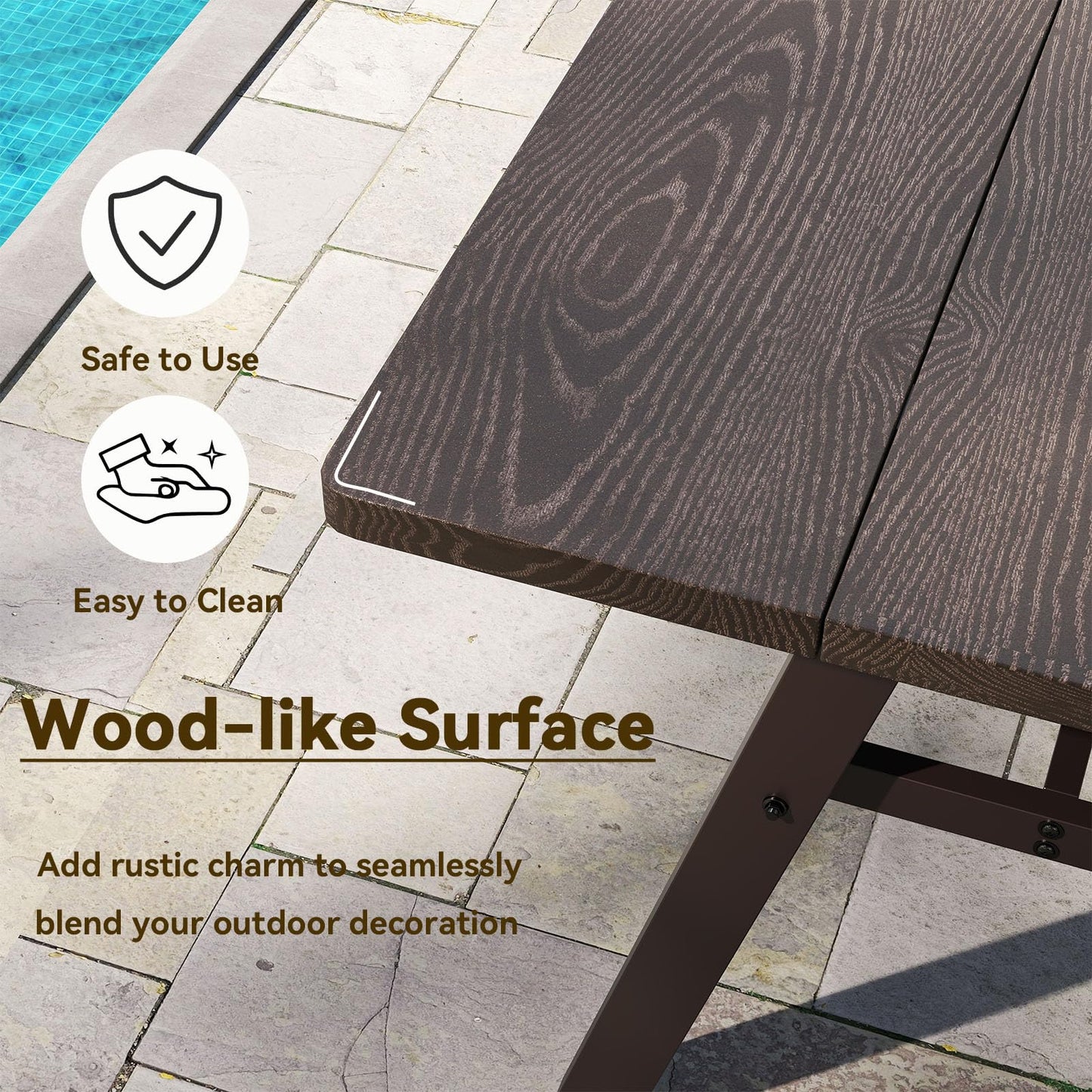 Giantex 3-Pieces Outdoor Picnic Table Set for 6 People, Rustproof Patio Dining Furniture Set with 1.93" Umbrella Hole, 800lbs Capacity Bench, 59" Camping Table for Porch Deck Yard Garden Lawn