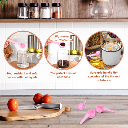Meanplan 80 Pack Plastic Tablespoon Measuring Spoons Bulk (20 ml | 20 Cc | 1.33 Tablespoon | 4 Tsp) Coffee Scoops Teaspoon Pack for Measuring Coffee Tea Milk Grain Spices Protein Pet Food (Pink)
