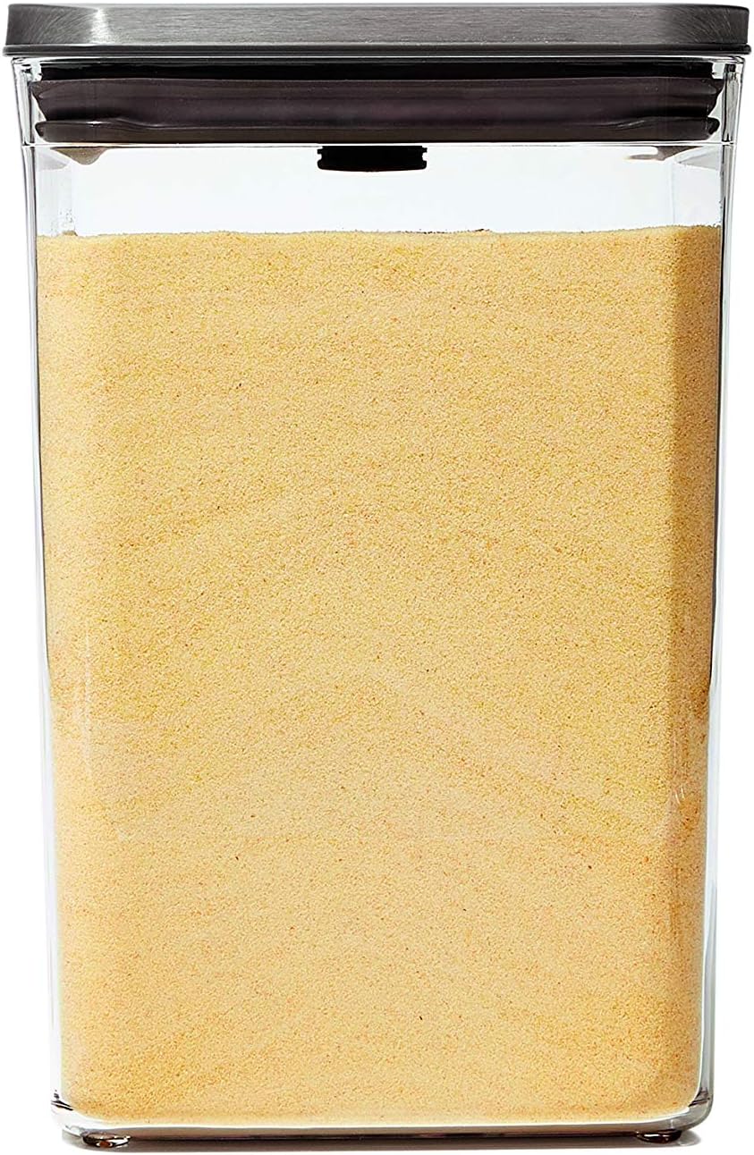4.4 OXO Steel POP Container Big Medium Square - Qt for Flour, Sugar and More,Grey