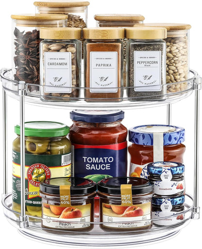 2 Countertop, Closet, 9.25'' Tier Non-Skid Acrylic Lazy Susan Turntable Organizer - Rotating Spice Rack - Spinning